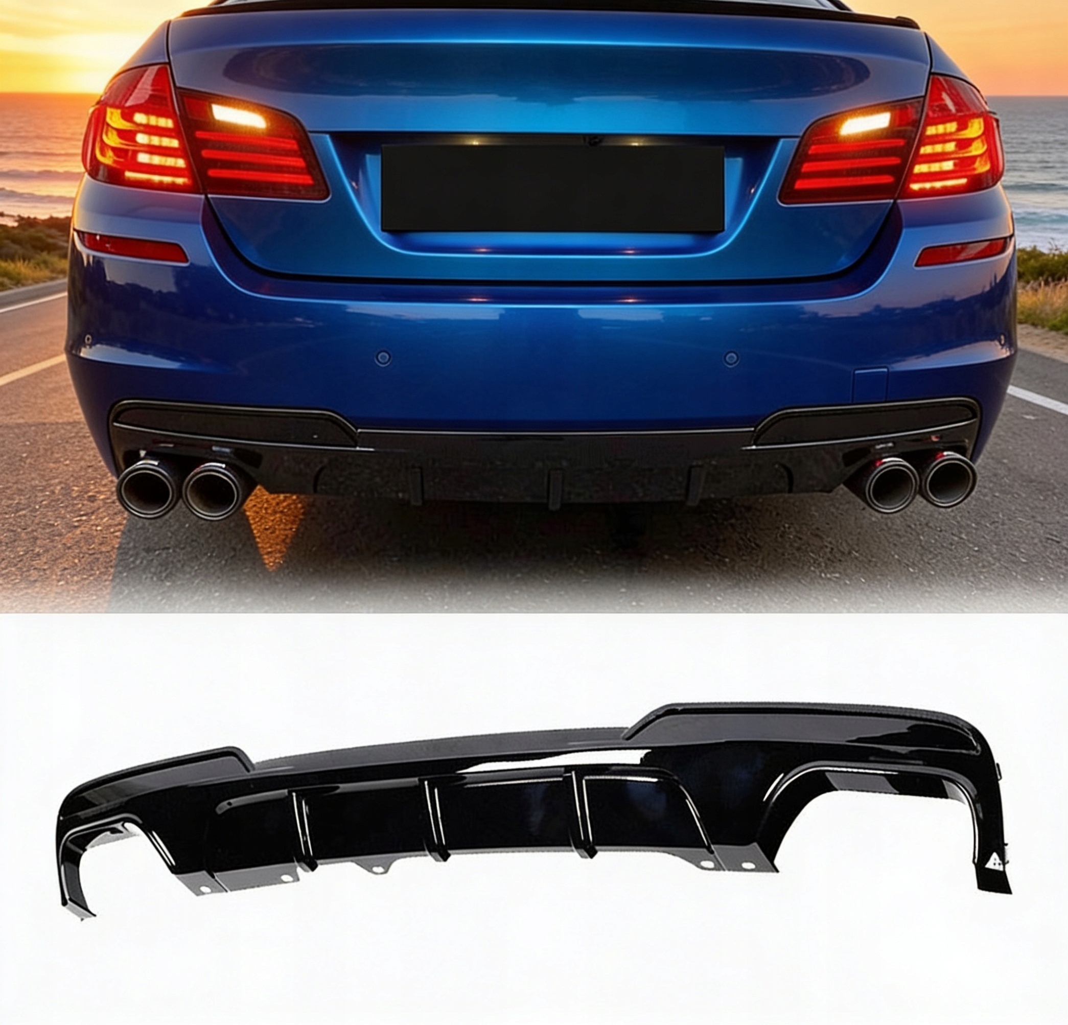 Difúzor Zadného Nárazníka Pre Bmw F10 F11 M Balík 2011-2017 Čierny M5 Look
