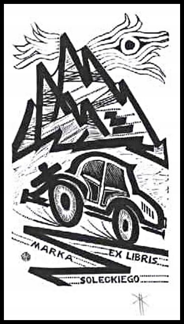 Kmieć Krzysztof 2000 Exlibris X3 Auto Car Automobile Mountains 1211