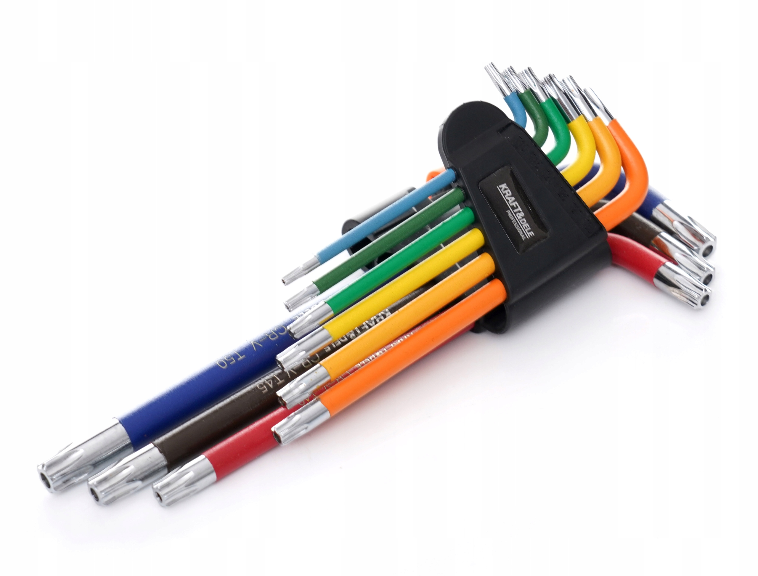 Zestaw kluczy imbusowych typu Torx kolorowych komplet 9el T10-T50 z otworem