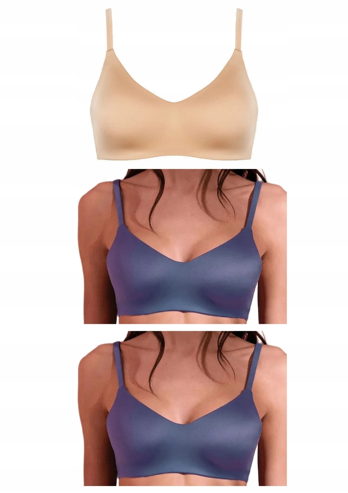 Lormar Active Ultrashine podprsenkový top 3 ks 2x jeans hnědá XL
