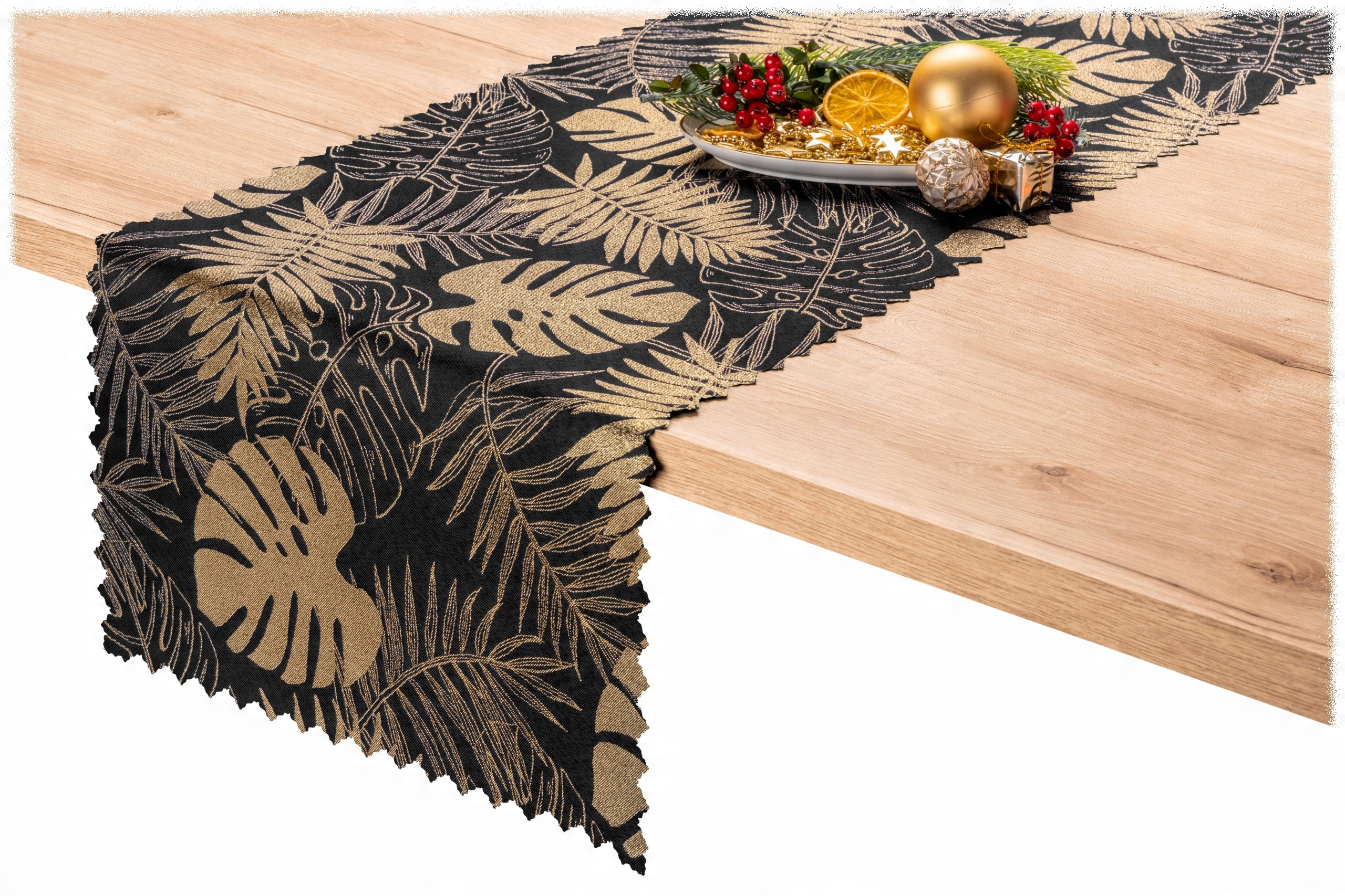 

bieżnik 30x120 Dwustronny Złoty czarny Monstera