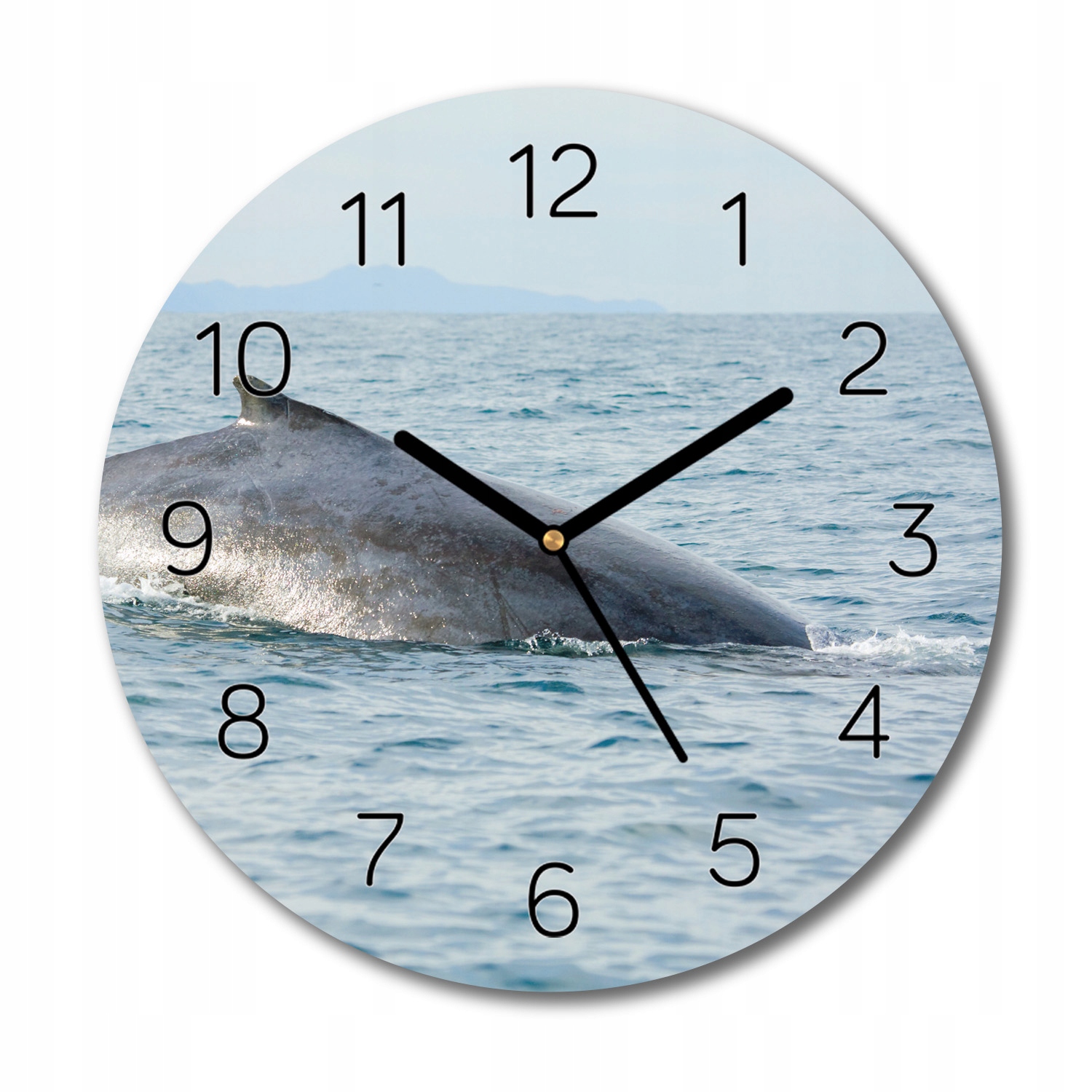 

zegar na szkle Ocean wieloryb do sypialni fi 30