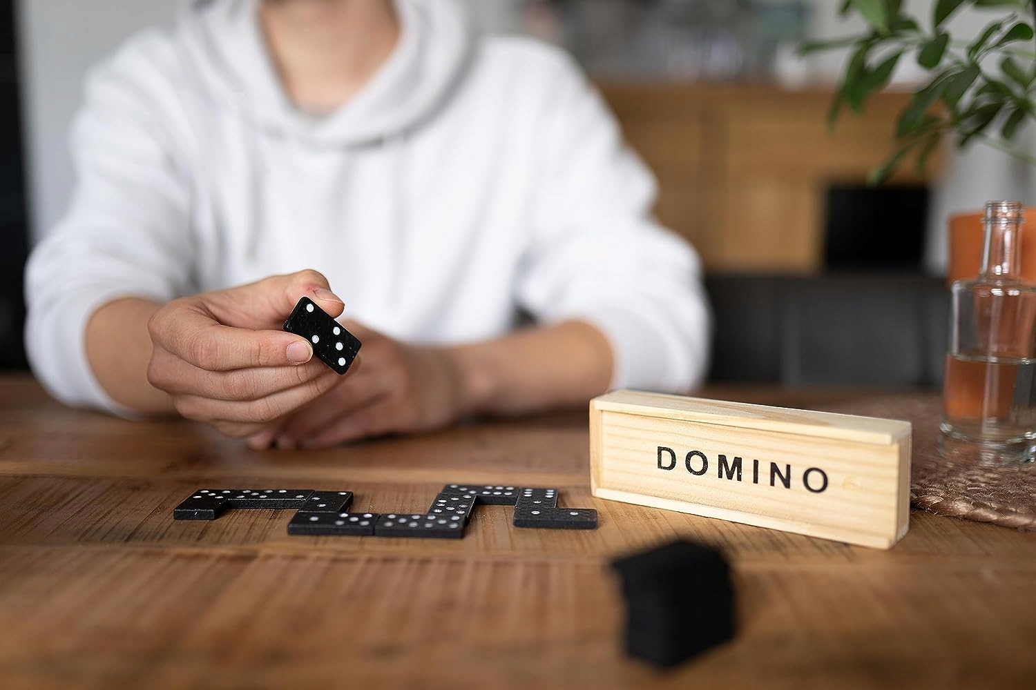 DOMINO DREWNIANE GRA LOGICZNA KLOCKI DREWNIANE PUDEŁKO 28 ELEMENTÓW Typ Podstawa