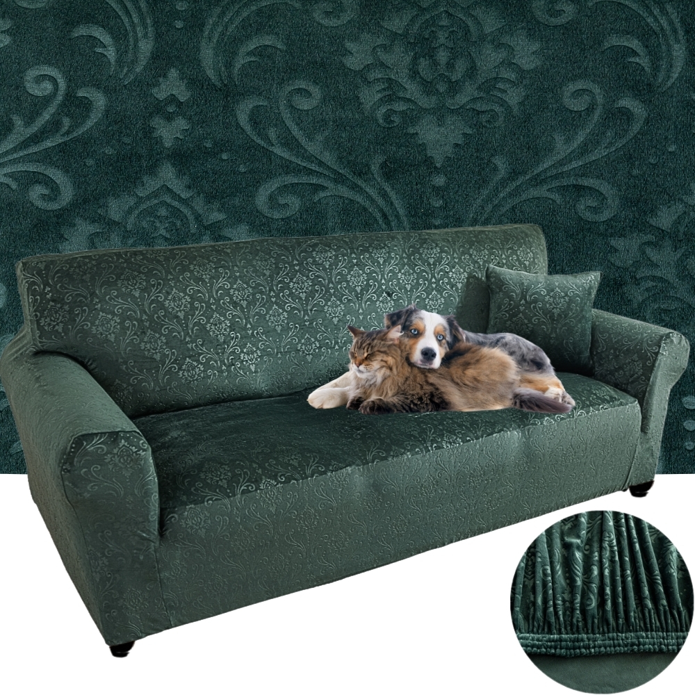 Potah Na Pohovku Velurový Lisovaný Ornament Premium 235-300 CM Oeko Tex