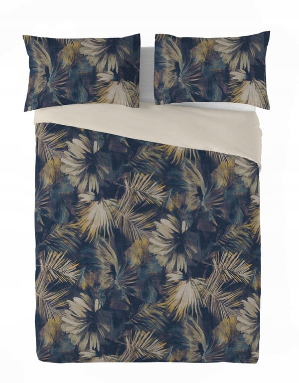 Posteľná Bielizeň Plátená Linen Tlač 220x200 Vodné listy 05