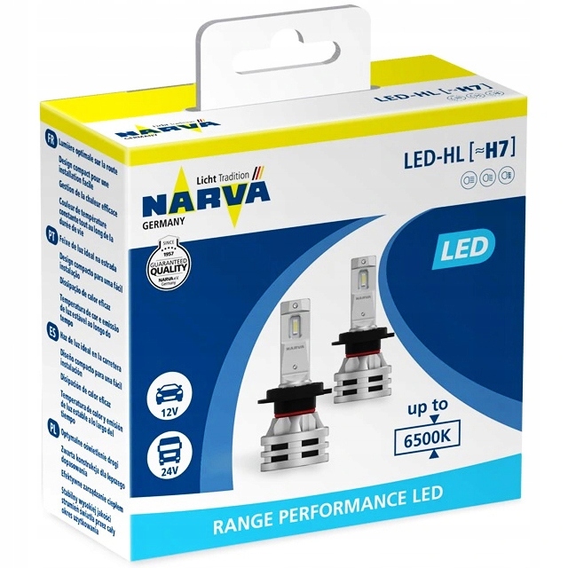 Narva H7 x2 6500K Range Performance Led 12/24V 24W Żarówki Retrofit Kpl.