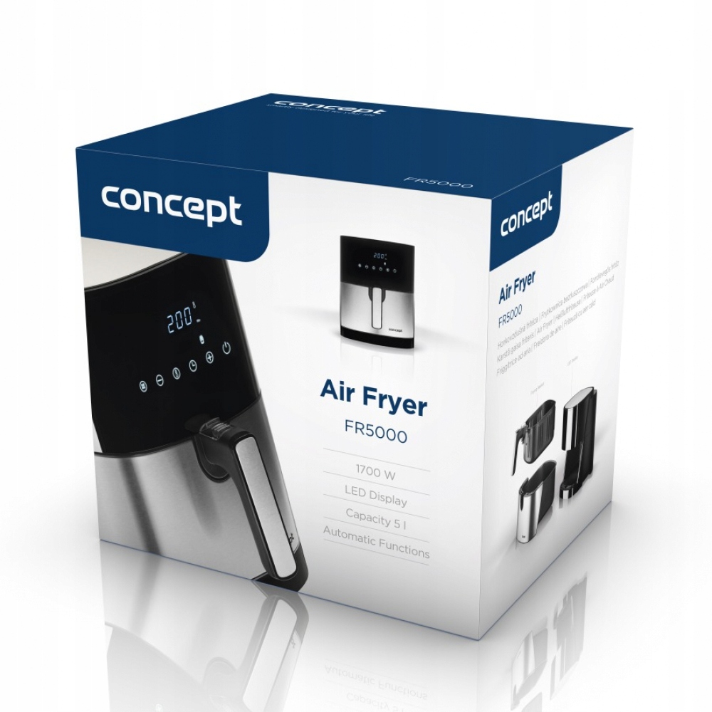Frytkownica beztłuszczowa Concept FR5000 1700W 5L LED GORĄCE POWIETRZE Kolor dominujący czarny