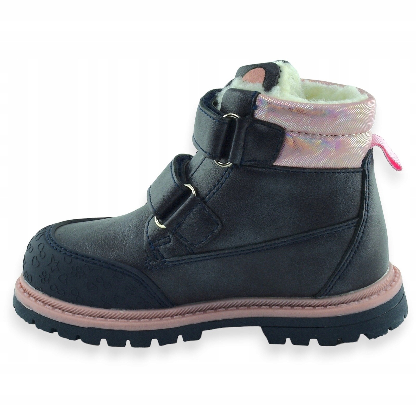 Zimowe trapery dziewczęce na rzepy Wojtyłko ocieplone kożuszkiem rozmiar 21