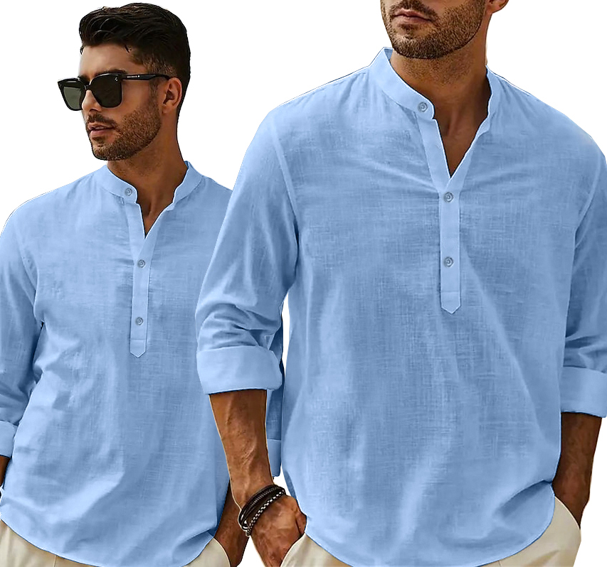 Koszula Męska Stójka Casual Bawełniana regular fit Przewiewna na Lato