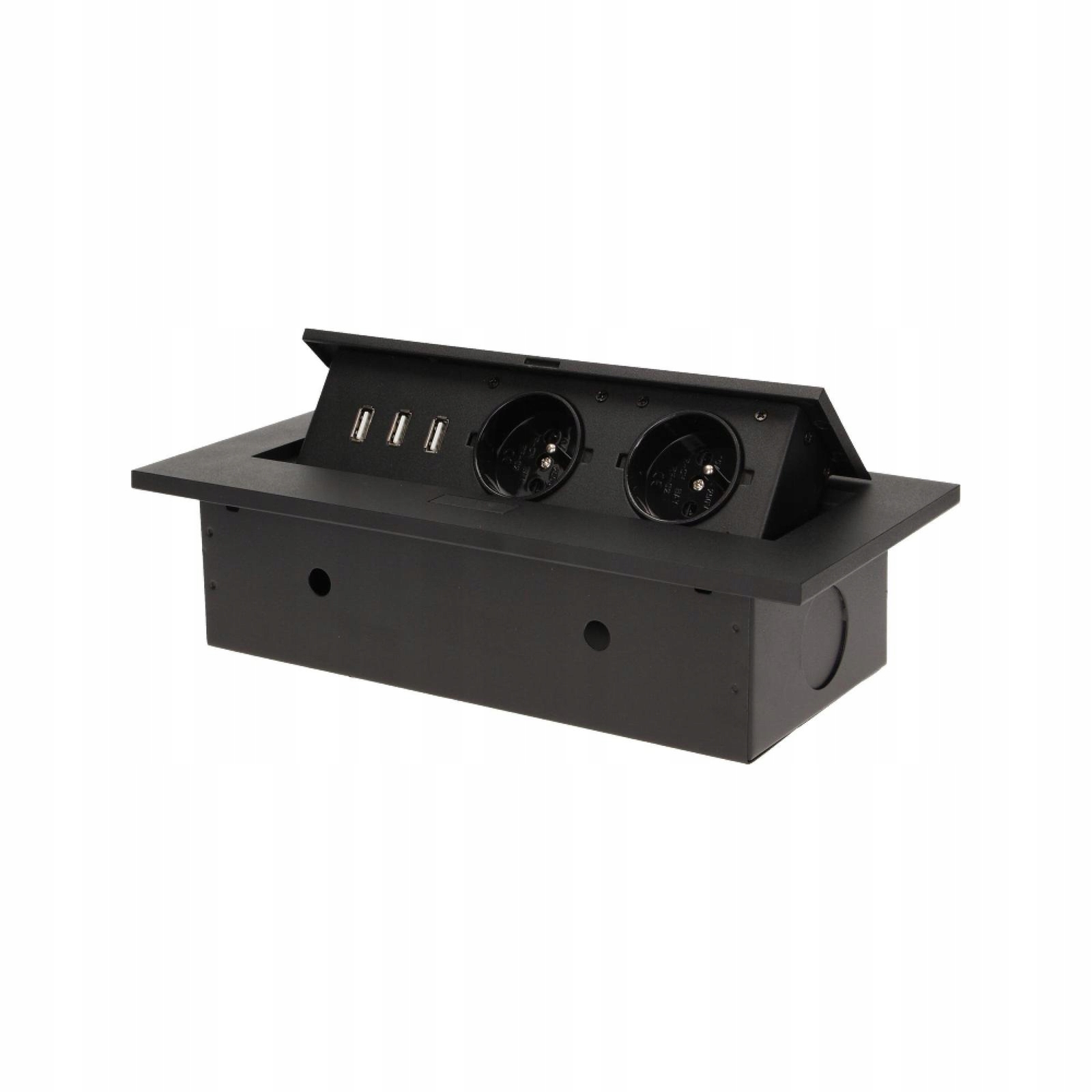 Výklopný blok Orno OR-AE-1324/B, 2x2P+Z, 3xUSB, černá