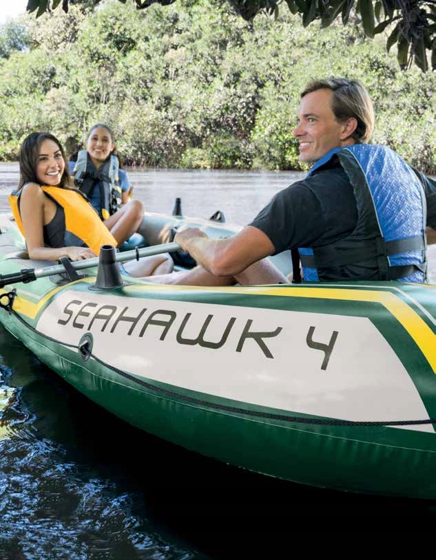 Ponton Dmuchany z Dwoma Wiosłami 4 Osobowy Wytrzymały - 351x145x48 cm XXXXL Model Seahawk 4