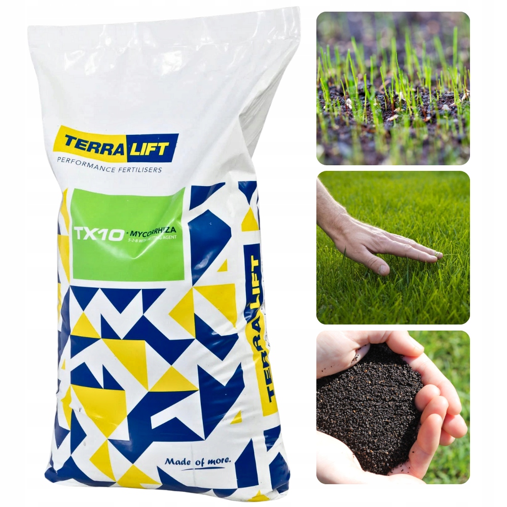 Terralift TX10 Organiczny Nawóz Do Trawy Trawnika 20KG Mikoryza Algi Morski