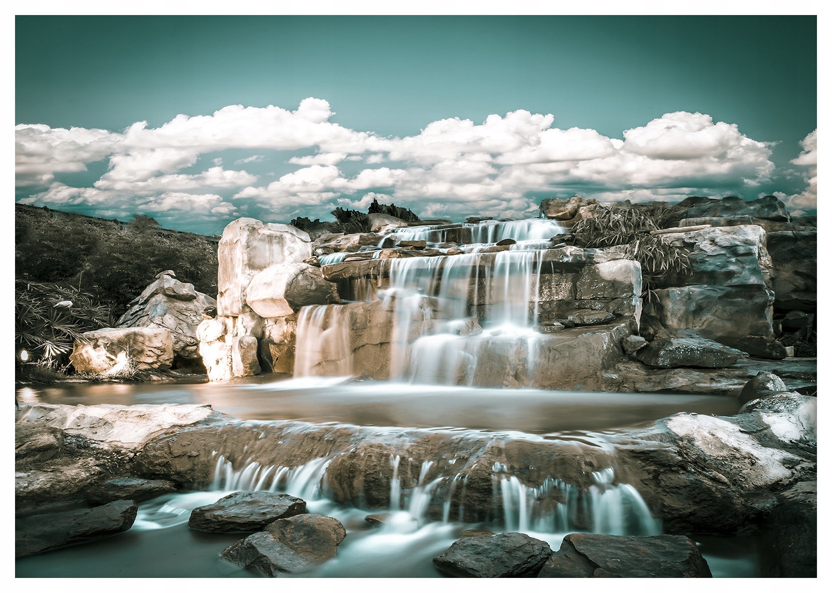 Vliesová fototapeta Vodopád a Skály klid přírody 312x219 nebe lepidlo