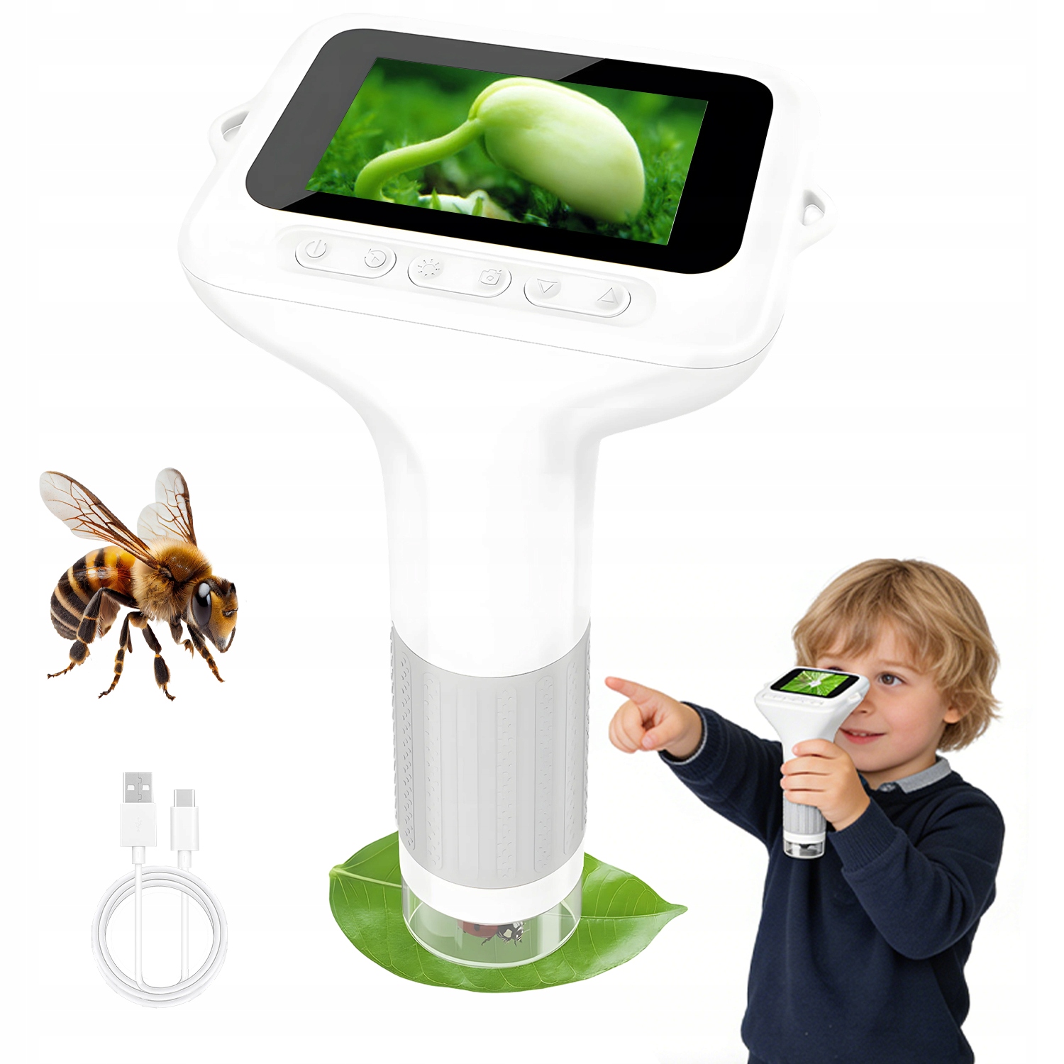 Digitální Kapesní Led Mikroskop 1000X Zvětšení 3 Palce Displej