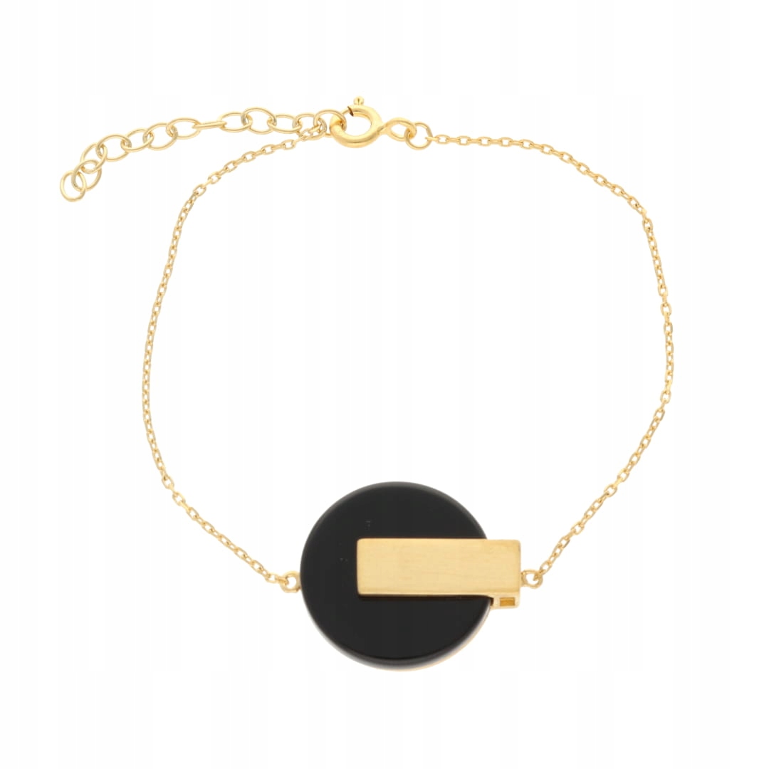 Elegantní náramek s onyxem a stříbro, pozlacený