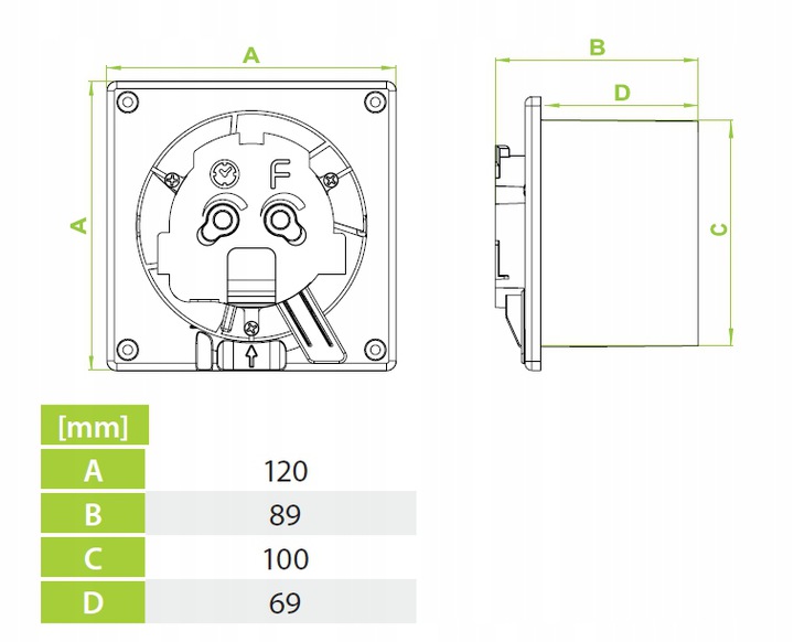 WENTYLATOR DOMOWY DEKORACYJNY CICHY PLEXI BIAŁY MAT TIMER 100mm Średnica 100 mm