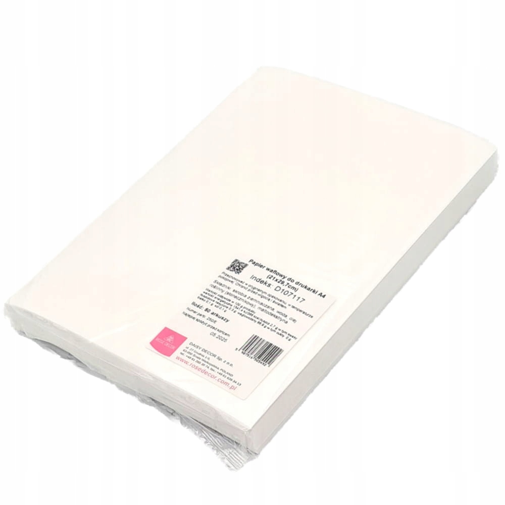 Papier waflowy A4 Rose Decor biały 0,6mm 50 szt