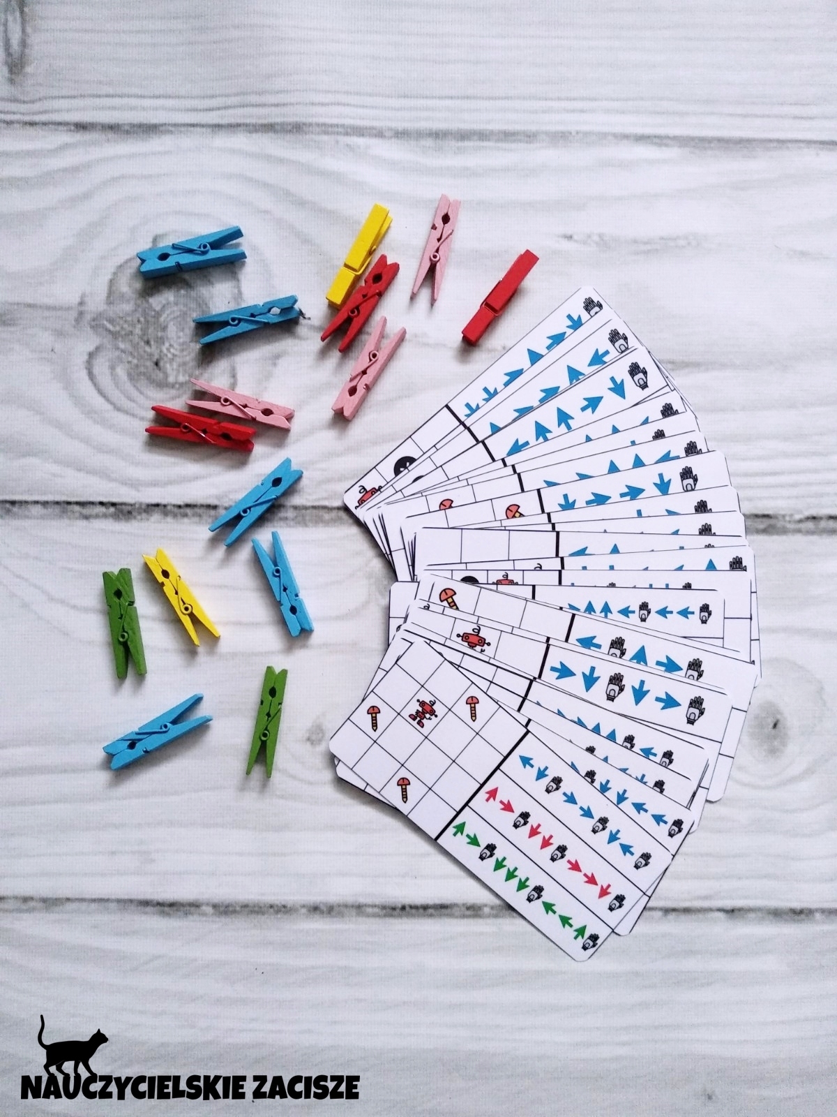 Klamerkowe pomoce KODOWANIE z robotami|20 kart Klasa 1 2 3