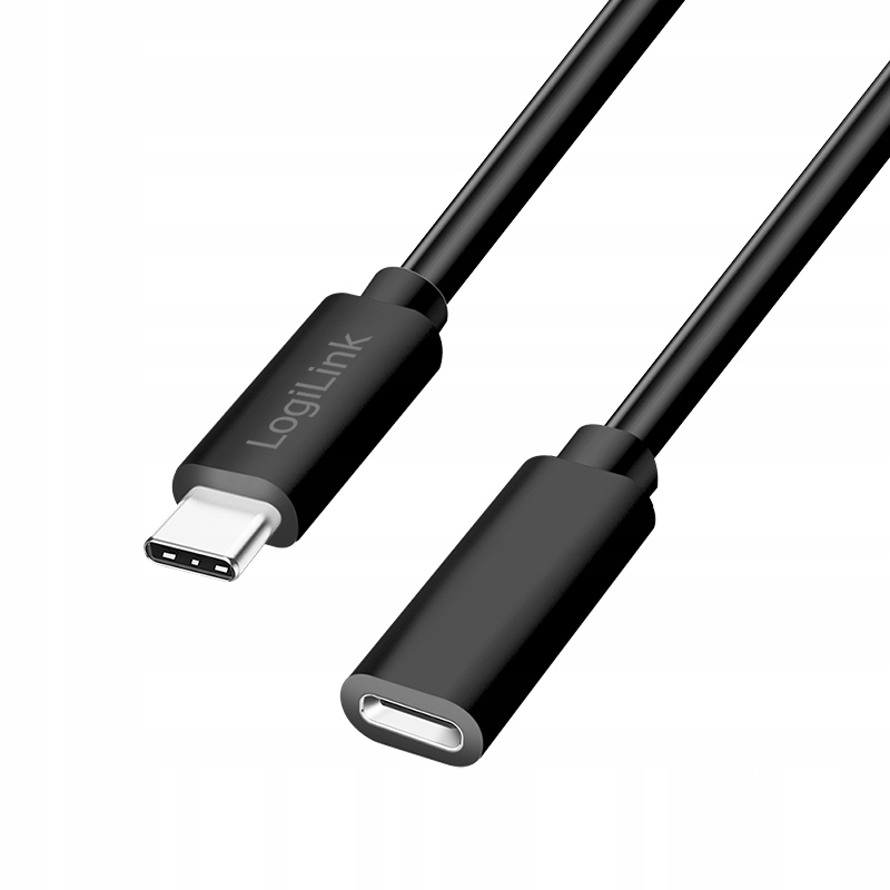 Przedłużacz Usb-c 2.0 LogiLink 2m Usb-c M/f Pd 100W transfer 480 Mbs Czarny