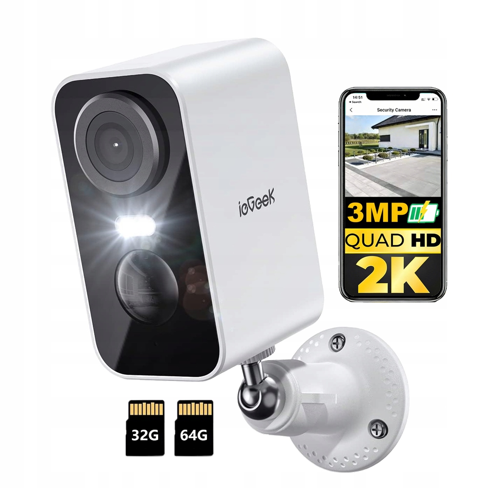 Solární Wifi Kamera 100% Bezdrátová Na Baterie Hd 3MPX s kartou