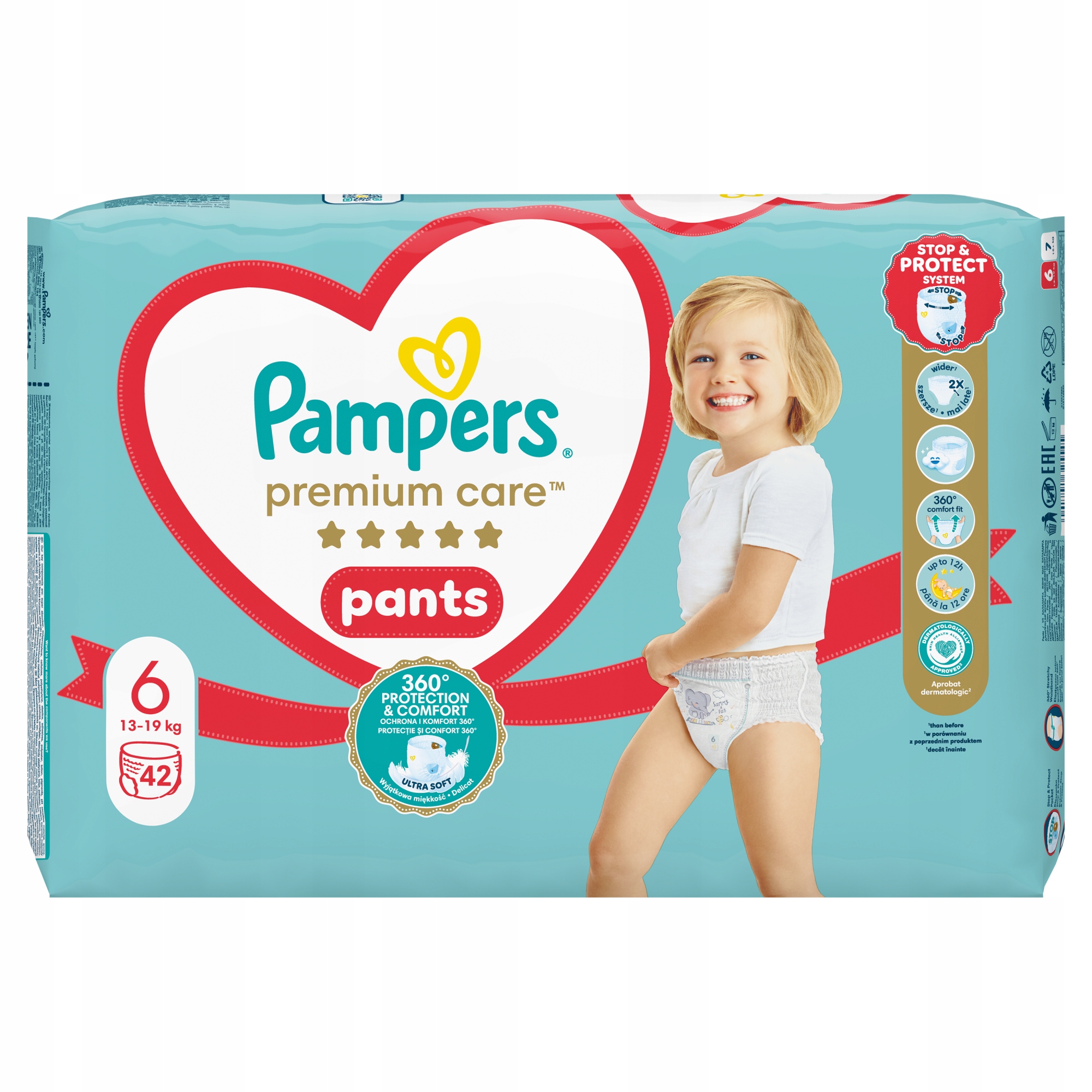 Pampers Premium Care Pants Rozmiar 6, 13kg-19kg, 42 sztuk Pieluchomajtki
