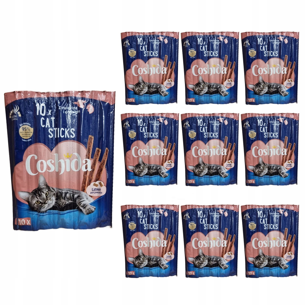 Levně Krmivo krmivo pro kočky Cat Sticks 10x10ks Coshida Drůbež a telecí maso