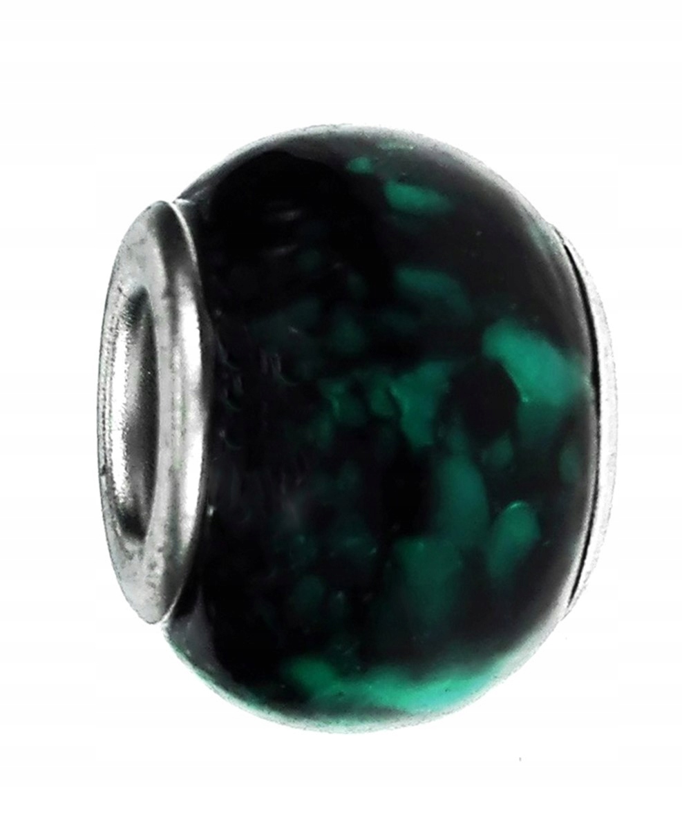 

Zawieszka beads - czarna w ciemnozielone wzorki