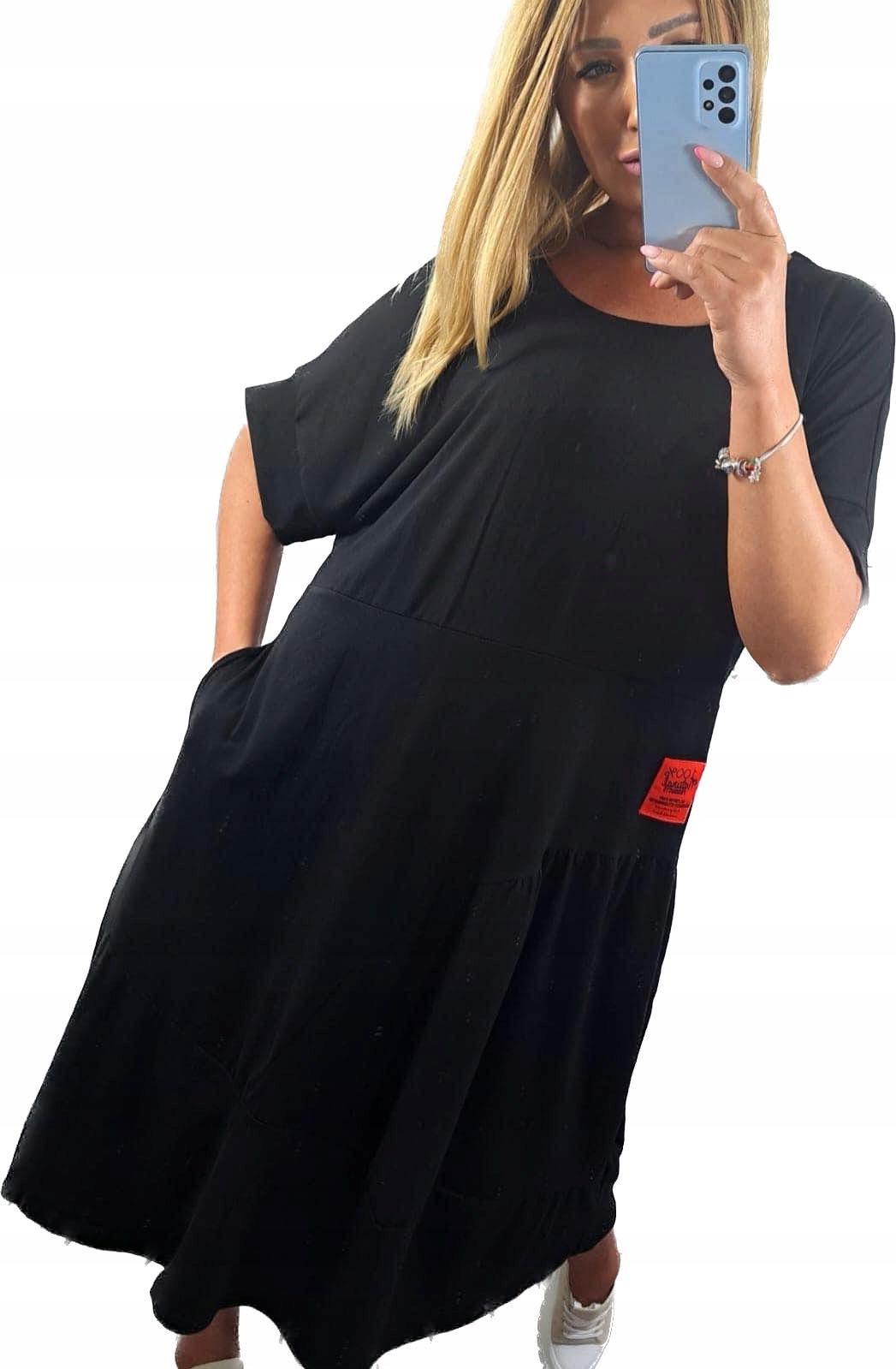 V887 Šaty Bombička S Kapsami Černá vel. 46 (3XL)
