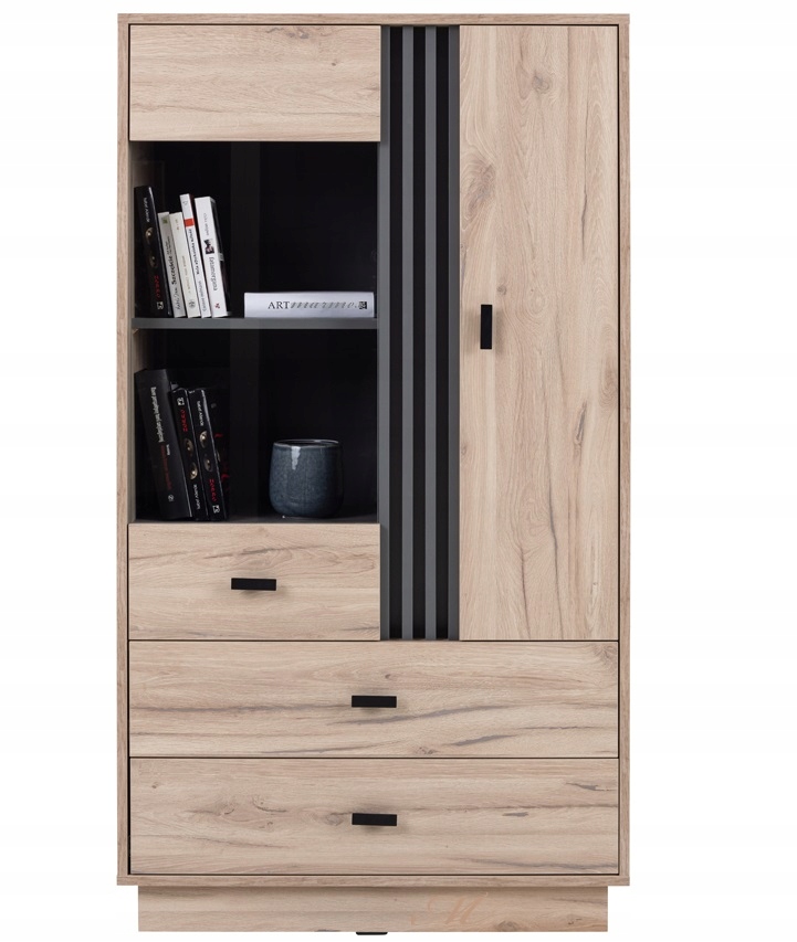 

komoda wysoka szafka przeszklona z szybą Allmo 04