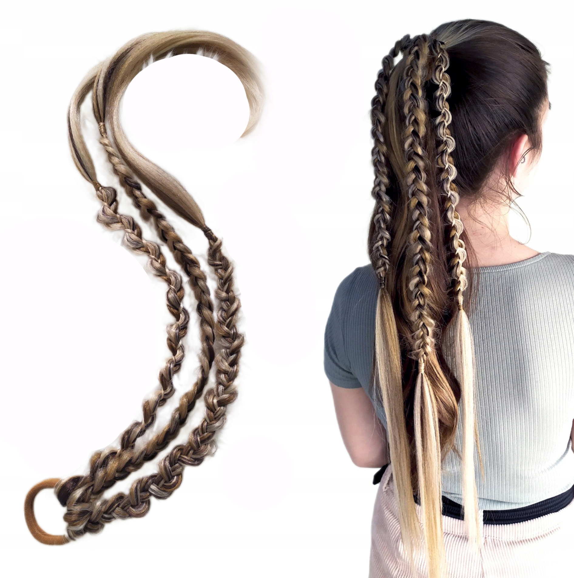 Warkoczyki Syntetyczne na Gumce, Kucyk na Gumce, brąz blond, Złociste Kłosy