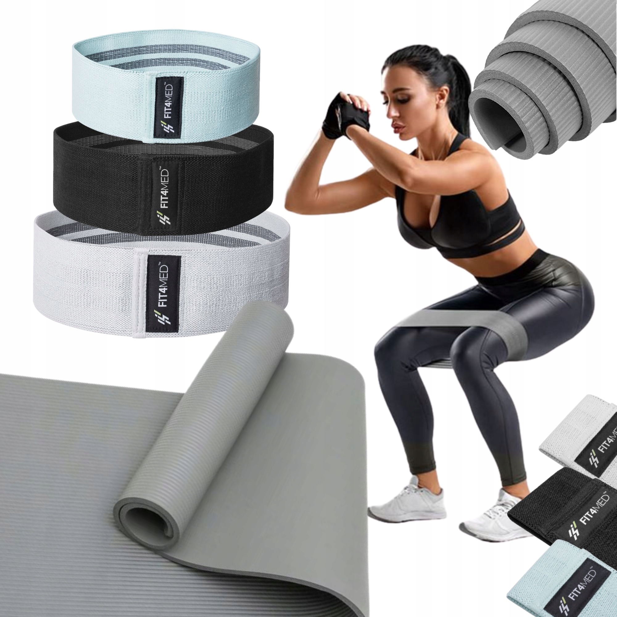 Podložka na cvičení 183 x 61 cm, silná odporová guma, odolná sada