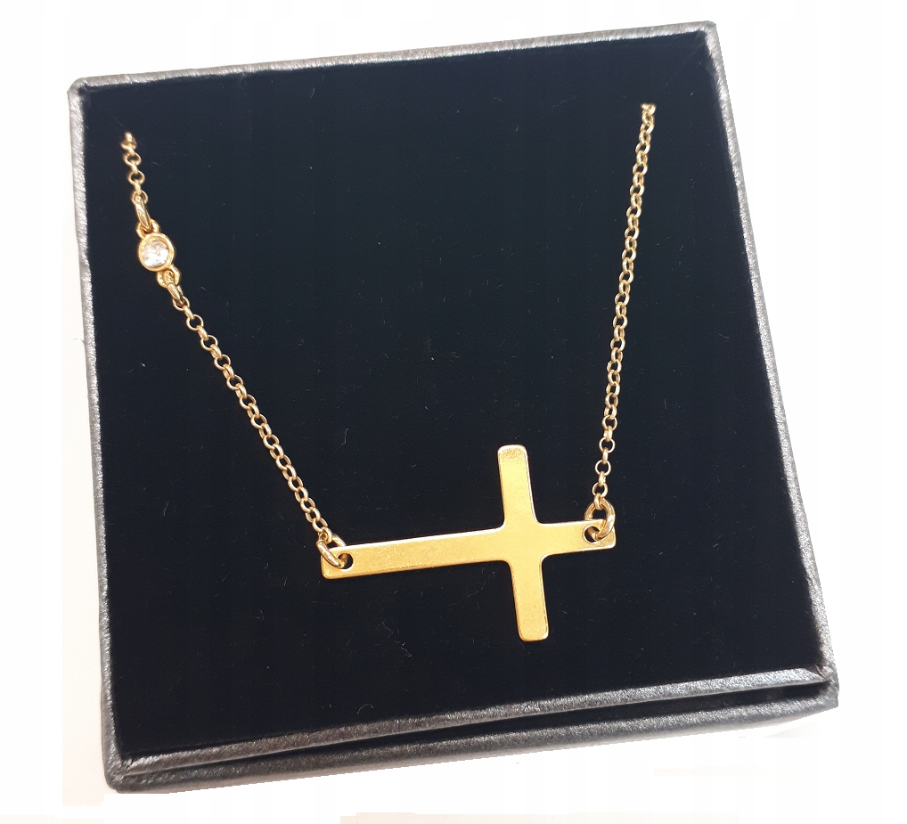 

Złoty Krzyżyk Z Cyrkonią Celebrytka srebro925 55cm