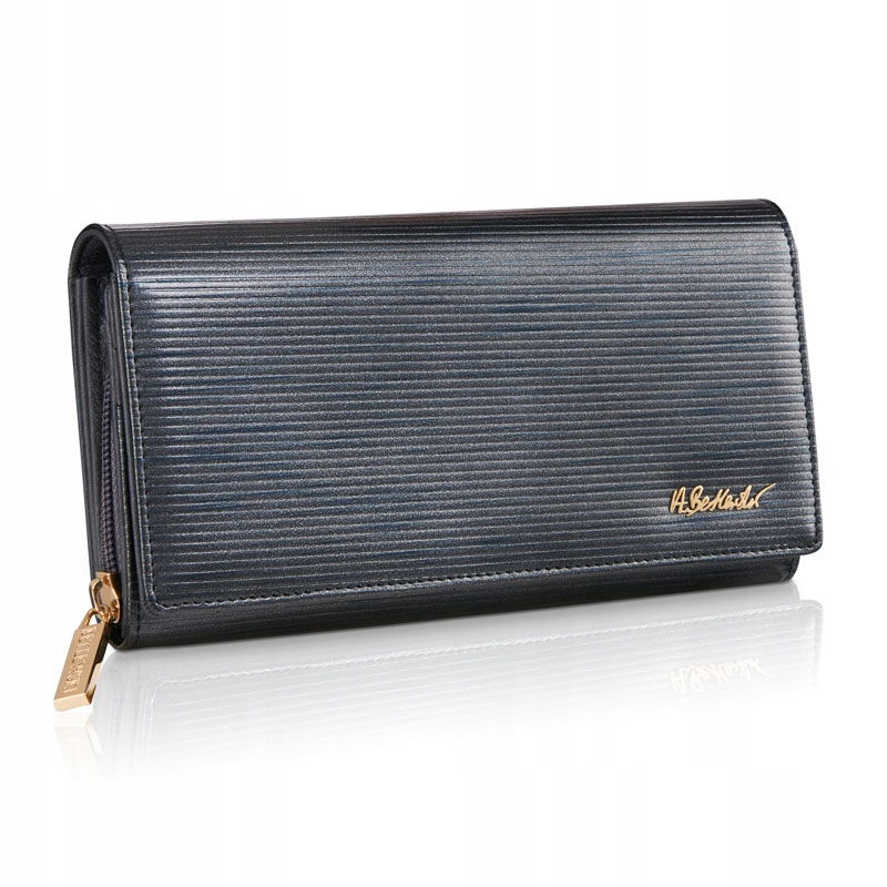 Betlewski skórzany portfel damski skóra naturalna szerokie przegródki suwak