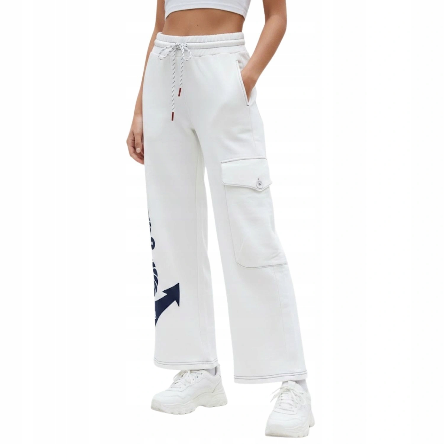 Dámské kalhoty United Colors Of Benetton teplákové, volné, bílé, vel.