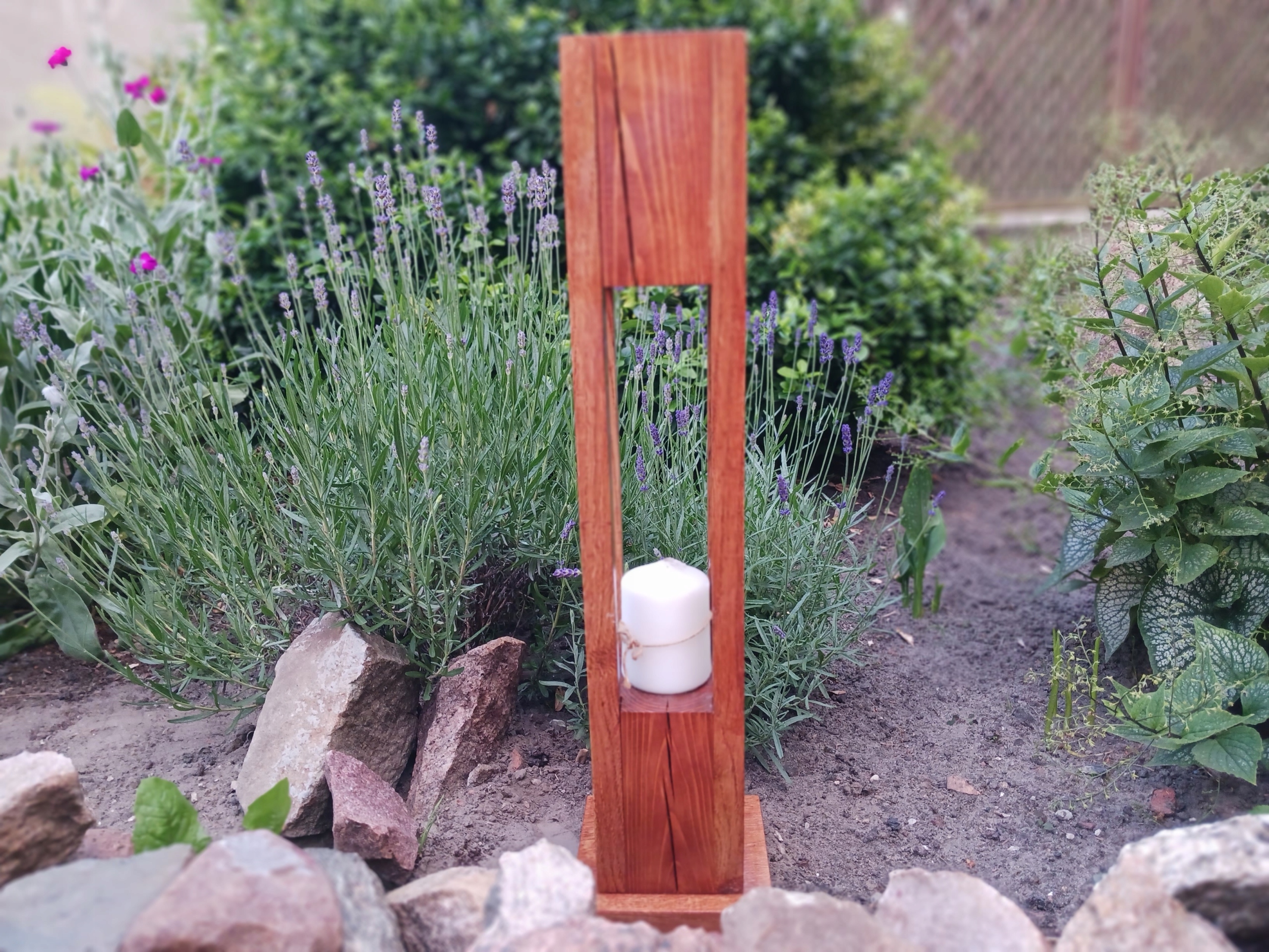 Lampion dřevěná lucerna hruška 52 cm