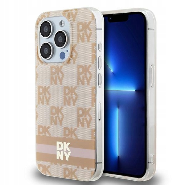 Etui Dkny IML Checkered Mono Pattern Printed Stripes MagSafe na iPhone 15