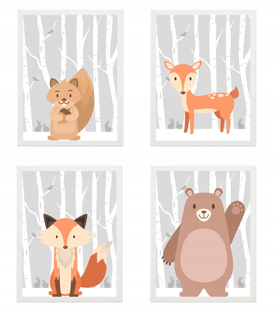 

Zestaw 4 obrazków A3 29x42cm Leśne Zwierzaki