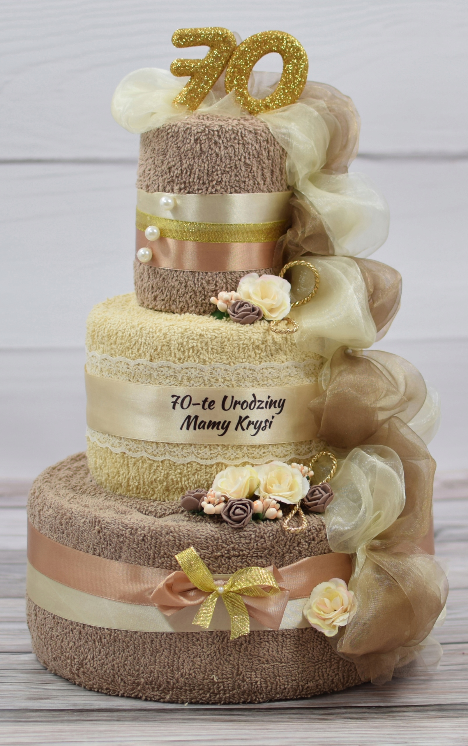 Tort z 6 ręczników PREZENT na Ślub Rocznicę Gody Marka inna