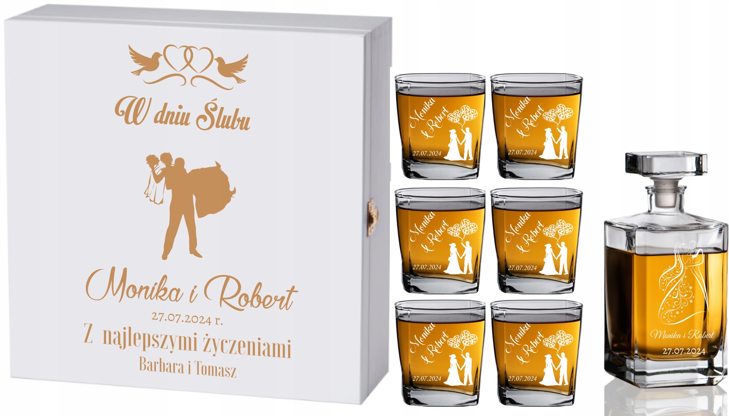 

Skrzynka Karafka Szklanki Do Whisky Z Grawerem!