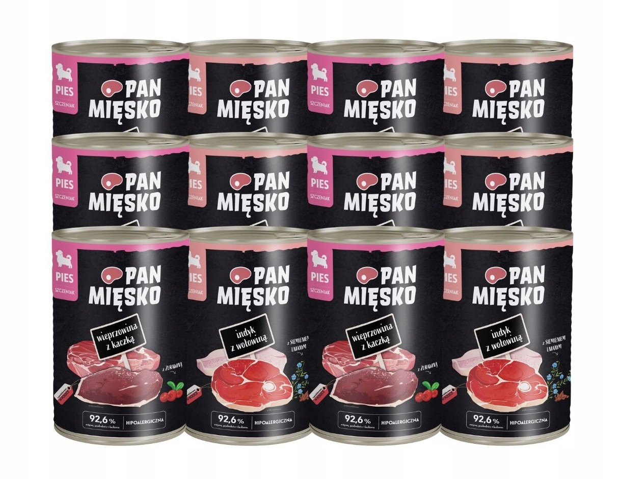 Karma mokra dla psa Pan Mięsko MIX smaków 12x400g Szczeniak