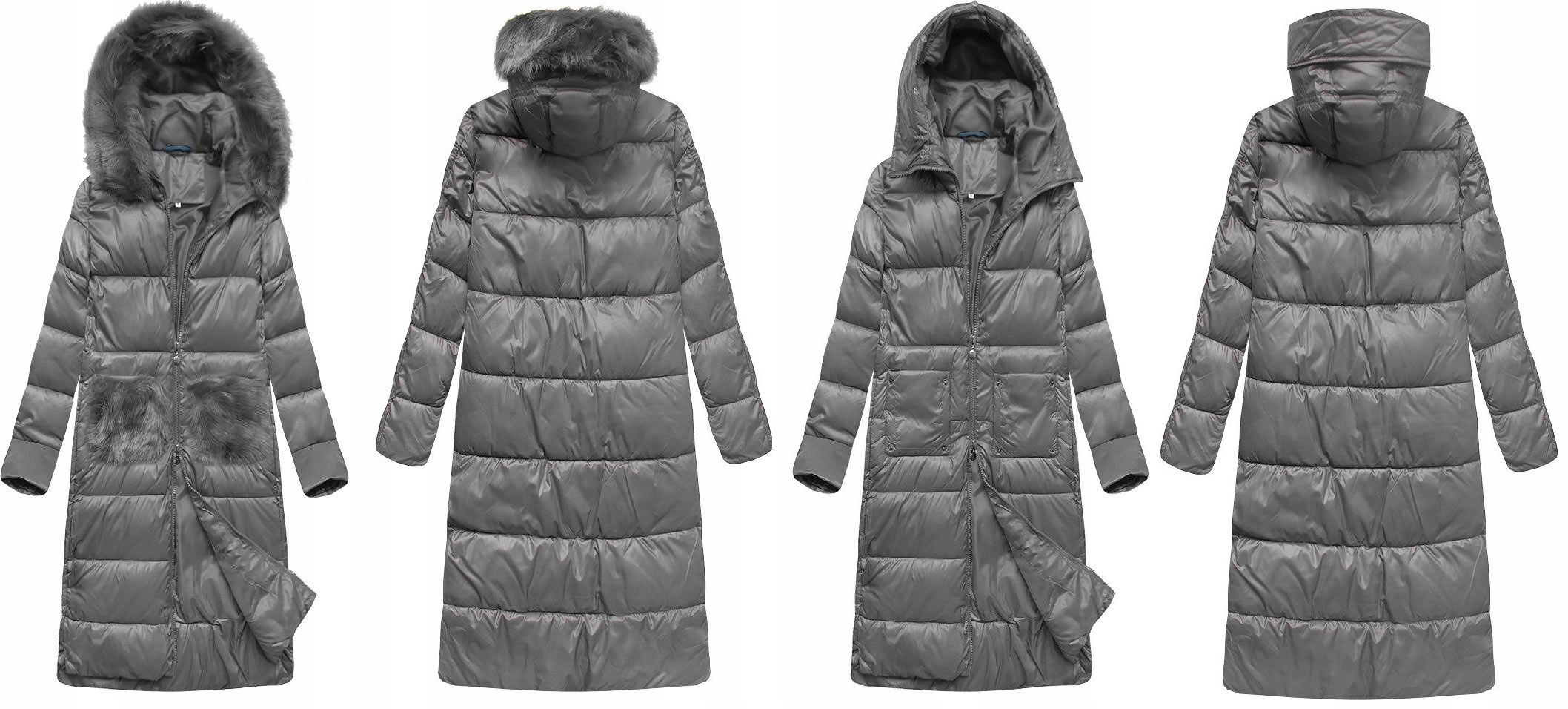 

Kurtka Płaszcz Długa Zimowa Parka Kaptur Futro S