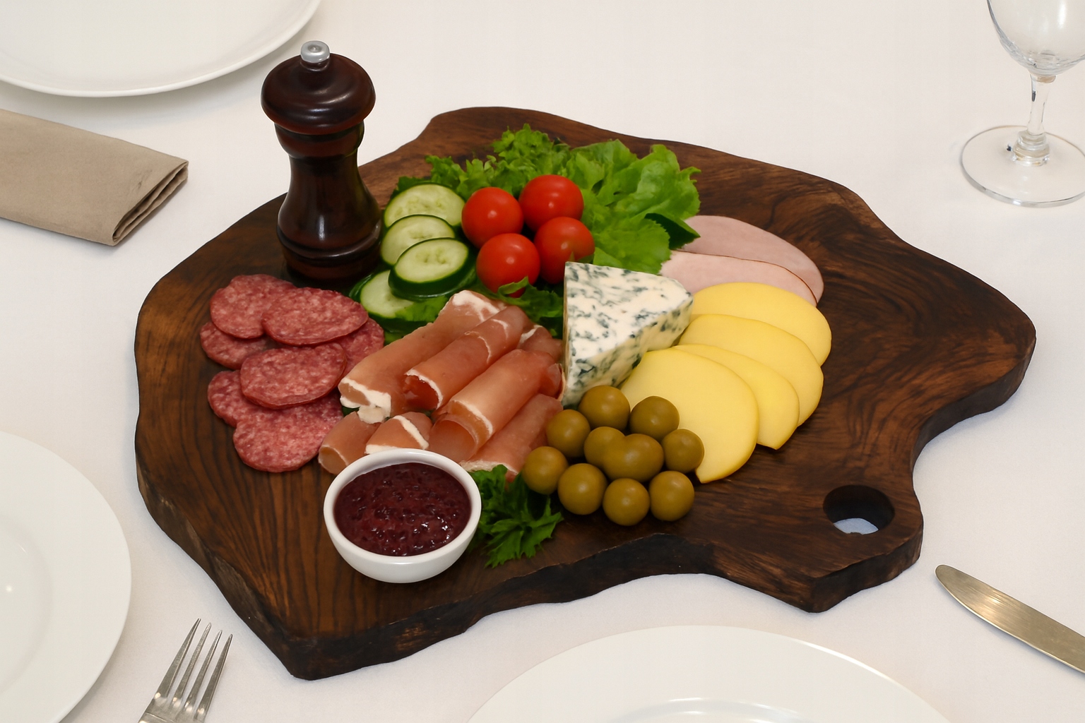 Drevená doska na servírovanie občerstvenia Palisander indonézsky 50x40x2 cm