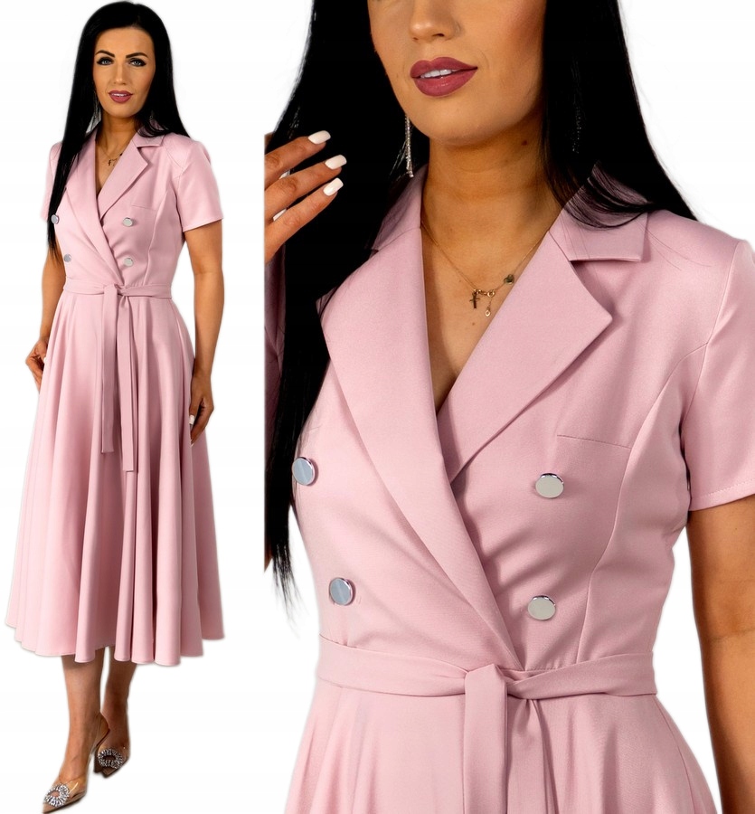 Dámské šaty na křtinové přijímání Elegantní šaty na svatební hostinu Růžová S