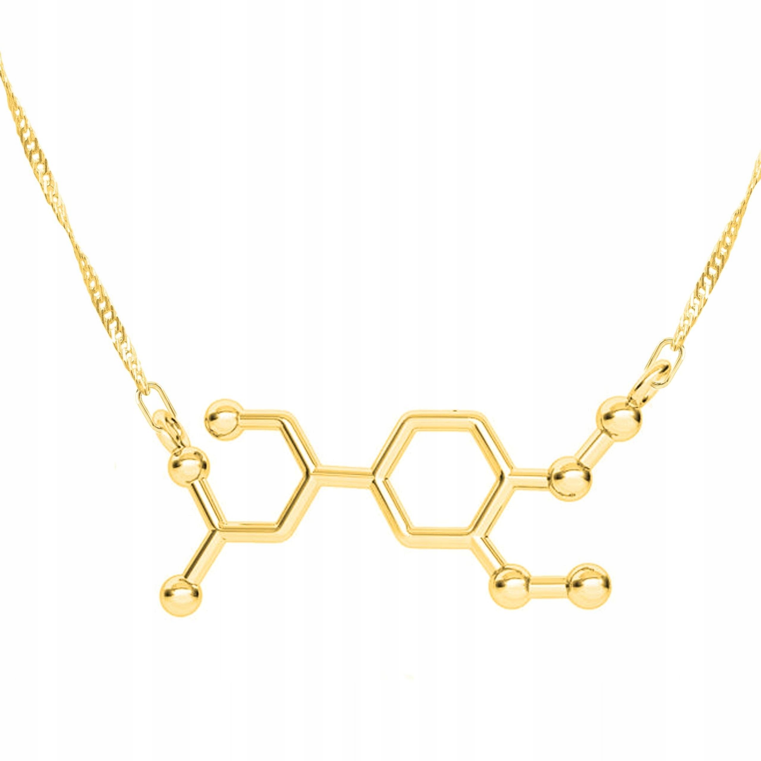 Zlatý náhrdelník Vzor adrenalinu Molekula hormonu Adrenalin Stříbro 925