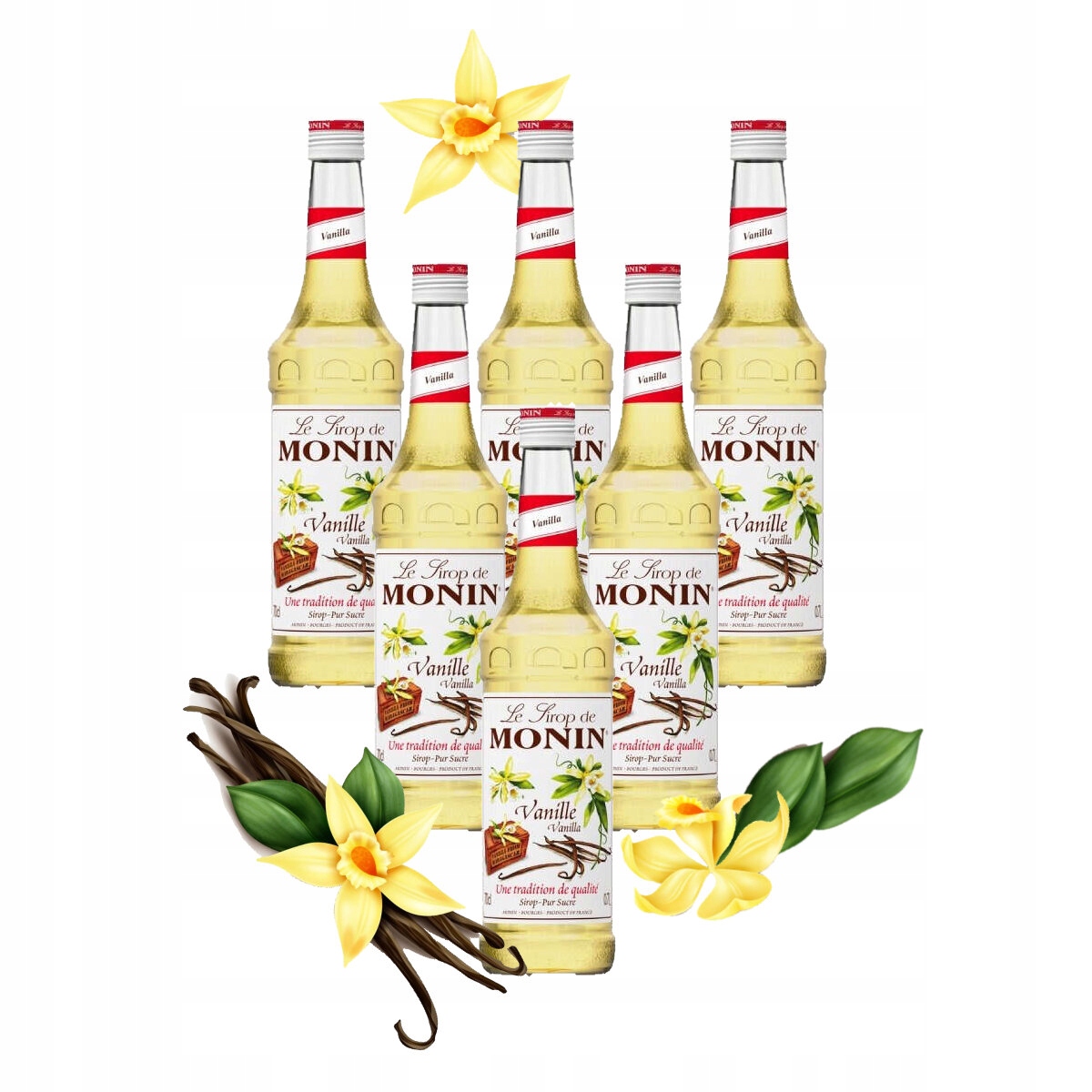 Zestaw Syrop do kawy Monin Vanilla waniliowy 6x700 ml
