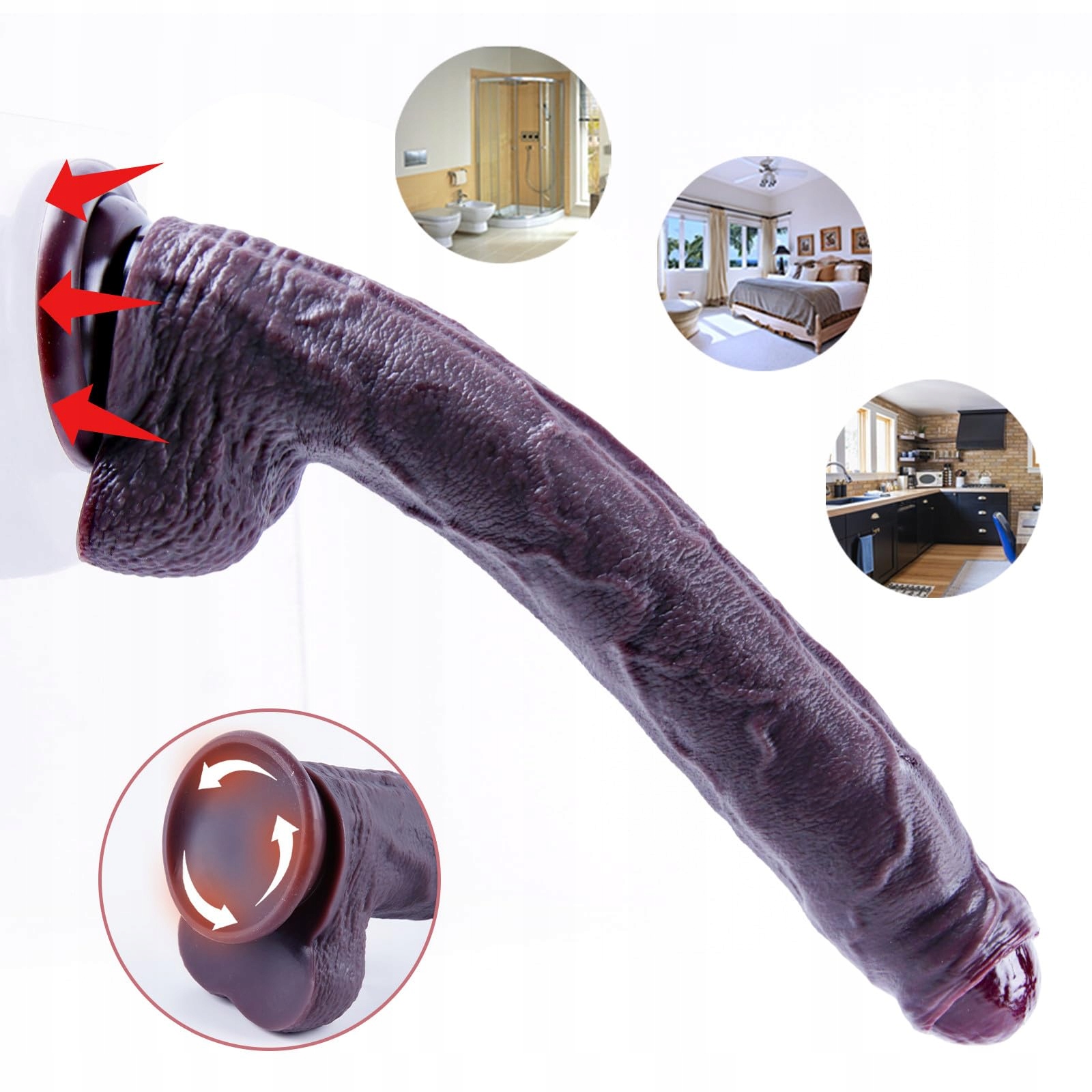 REALISTISCHER Duży Czarny Dildo Silikonowy Z Przyssawką Dla Dorosłych — miniatura 4