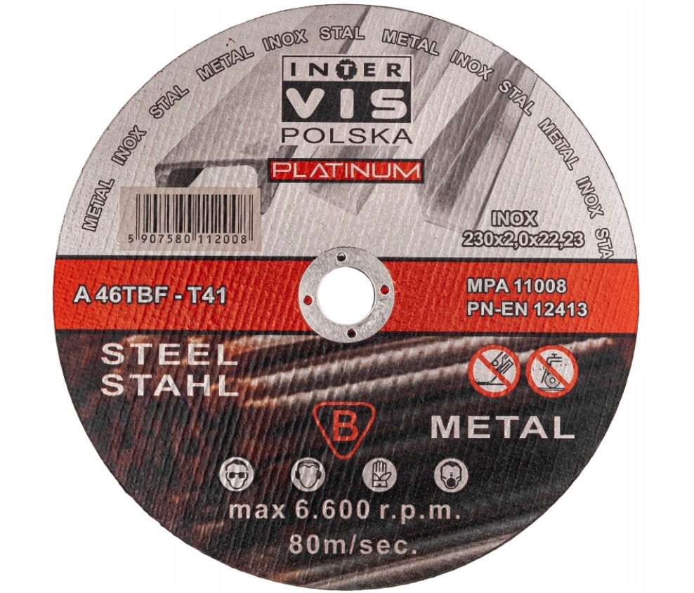 10X TARCZA DO CIĘCIA METALU 230 mm 2,0 mm 22,23mm INTER VIS POLSKA Marka Inter-Vis