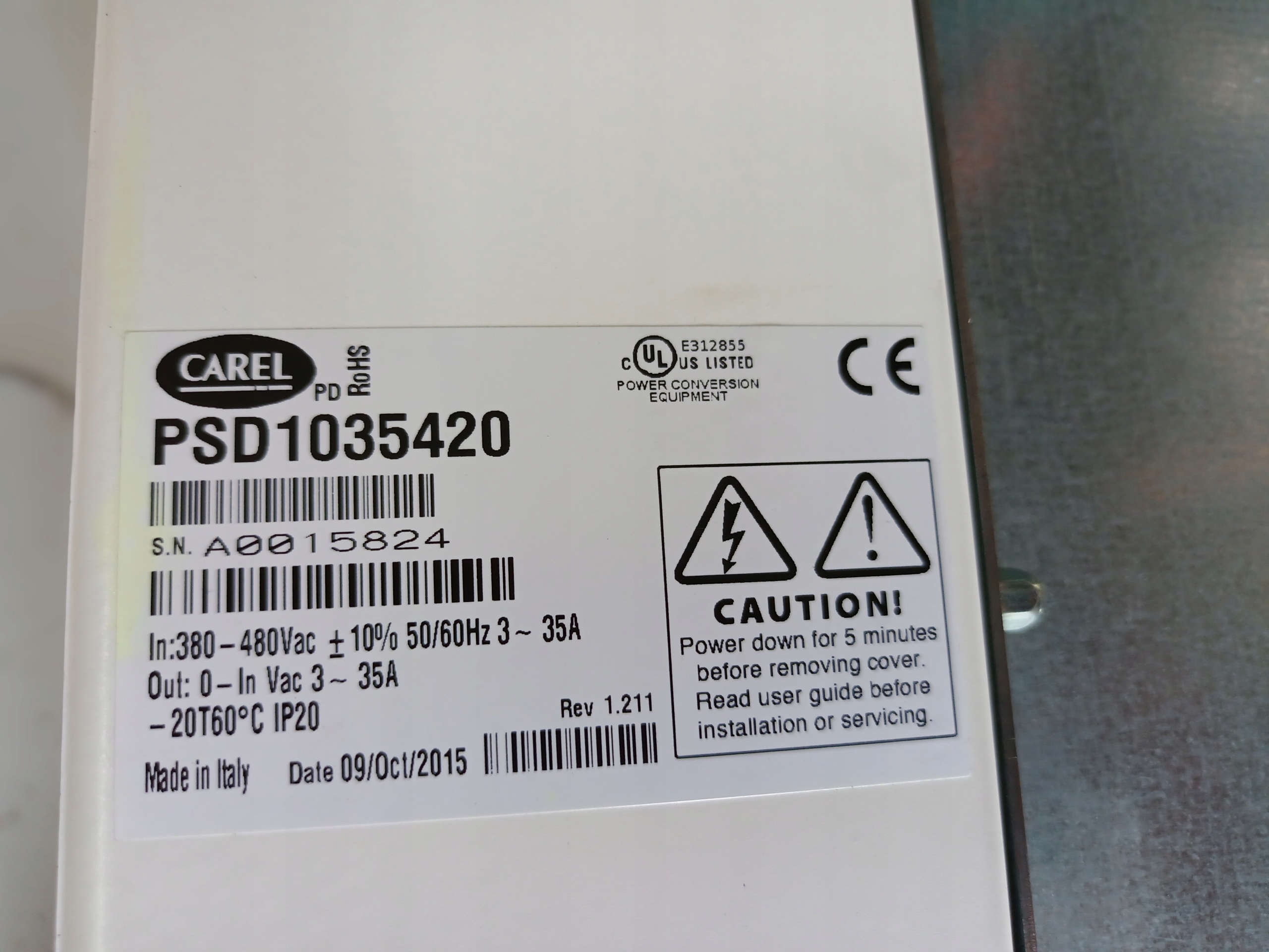 FALOWNIK CAREL PSD1035420 Rodzaj trójfazowy