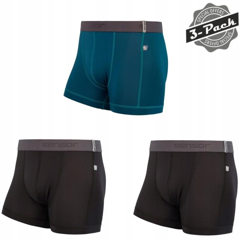 Sensor Trenky Coolmax Tech 3 balení pánské 2x černá a 1x safír L