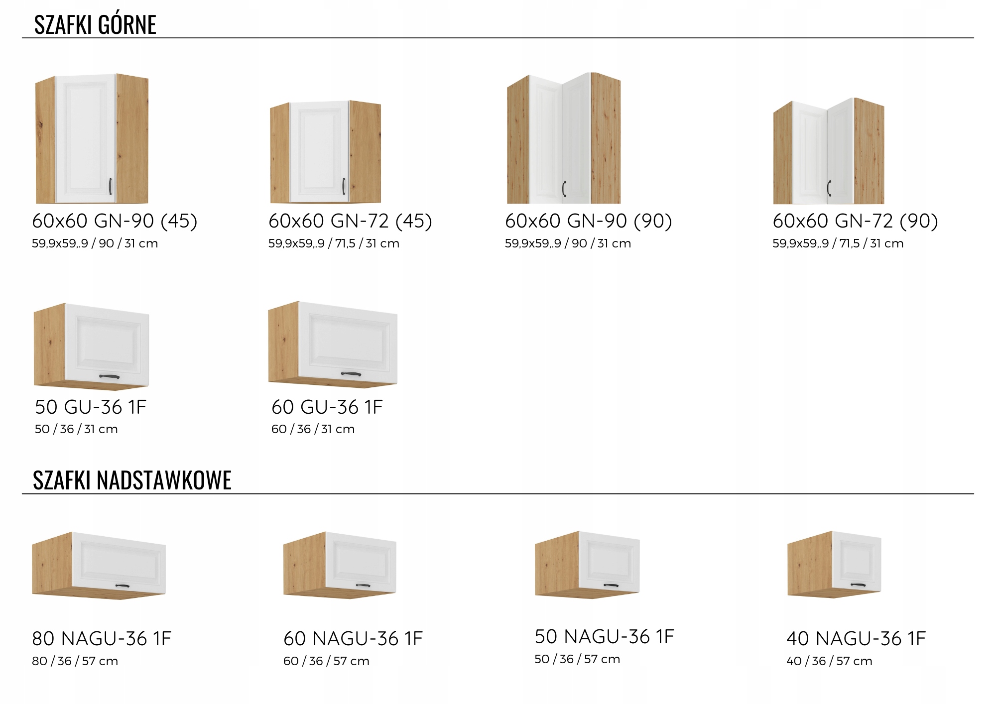 Zestaw mebli kuchennych MADRYT D (WH/AR) Liczba elementów w zestawie 6